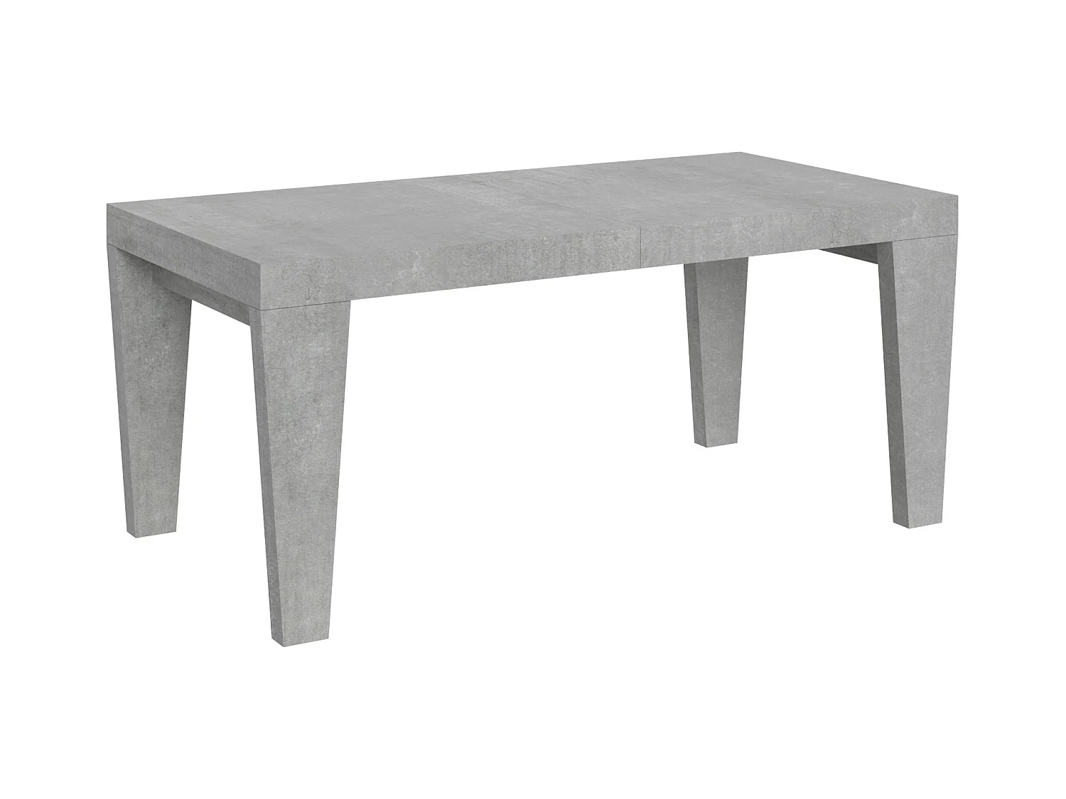 Mesa de comedor extensible de madera Kristo patas en V-Color Gris cemento-Soporte 2 pies-5 alargaderas finas-Ancho extensible
