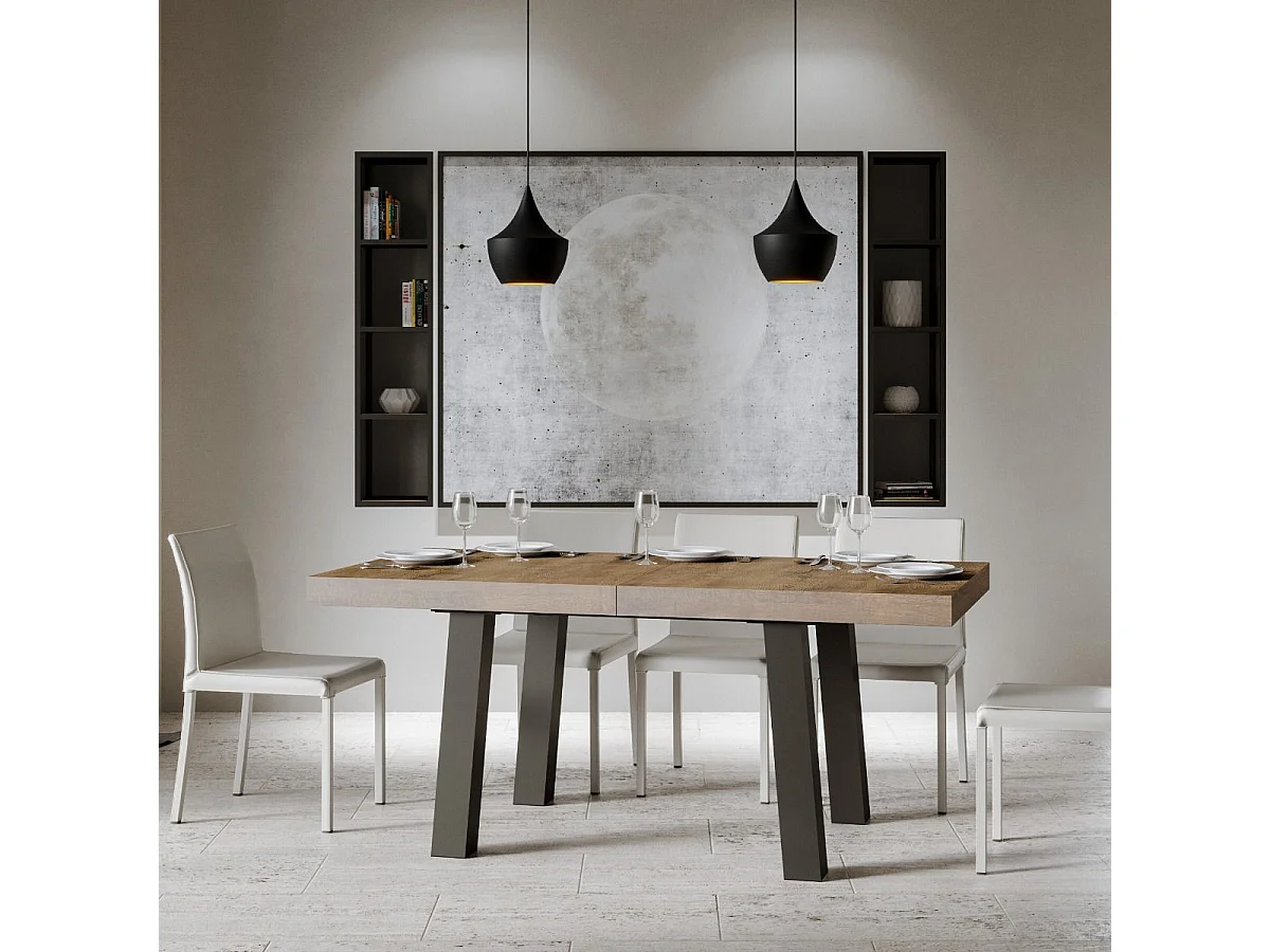 Table extensible 90x160/264 cm Bridge Noyer cadre Anthracite