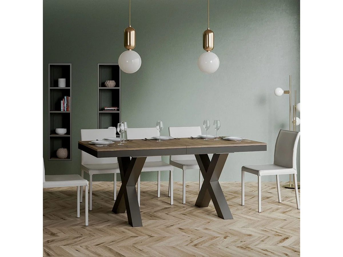 Uitschuifbare tafel 90x160/420 cm Traffic Evolution walnoot frame antraciet