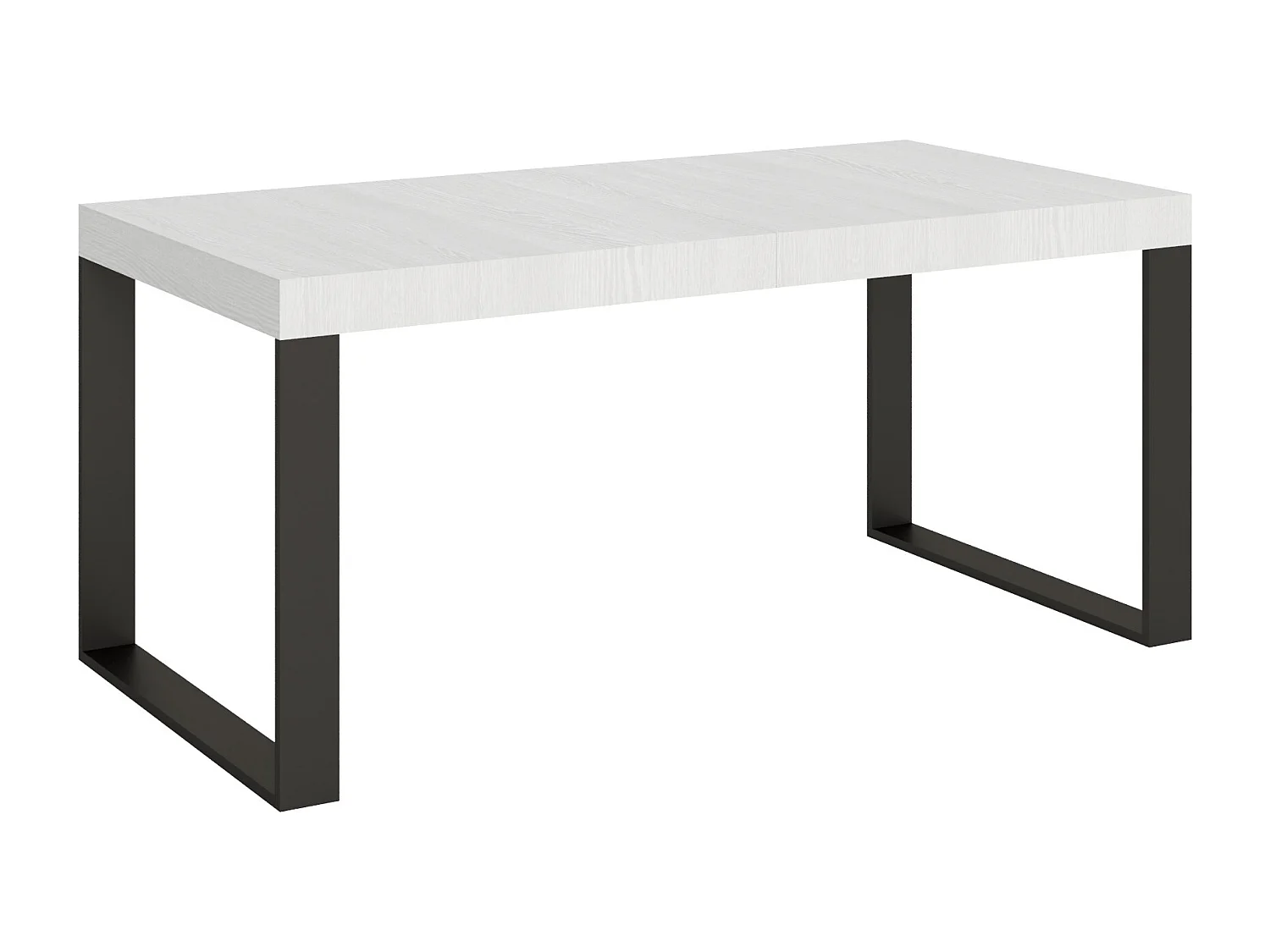 Table extensible 180/284x90 cm Tecno frêne blanc pieds anthracite