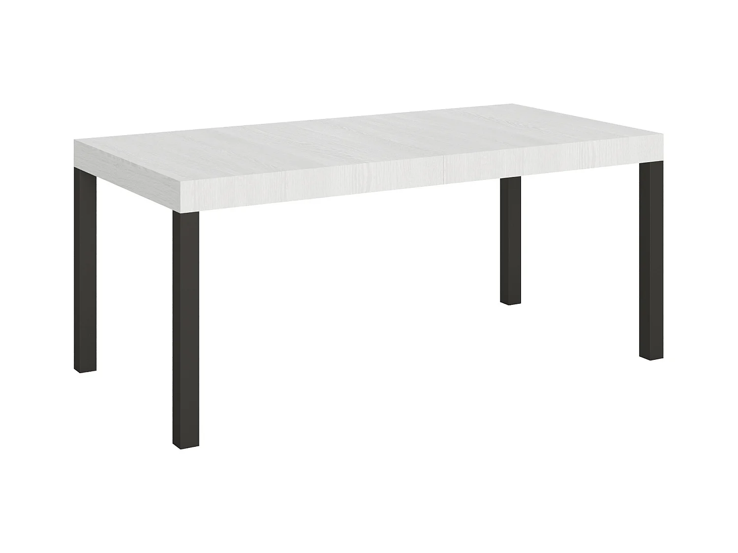 Mesa de comedor extensible Karry-Color Blanco-Soporte 2 pies-Ancho extensible