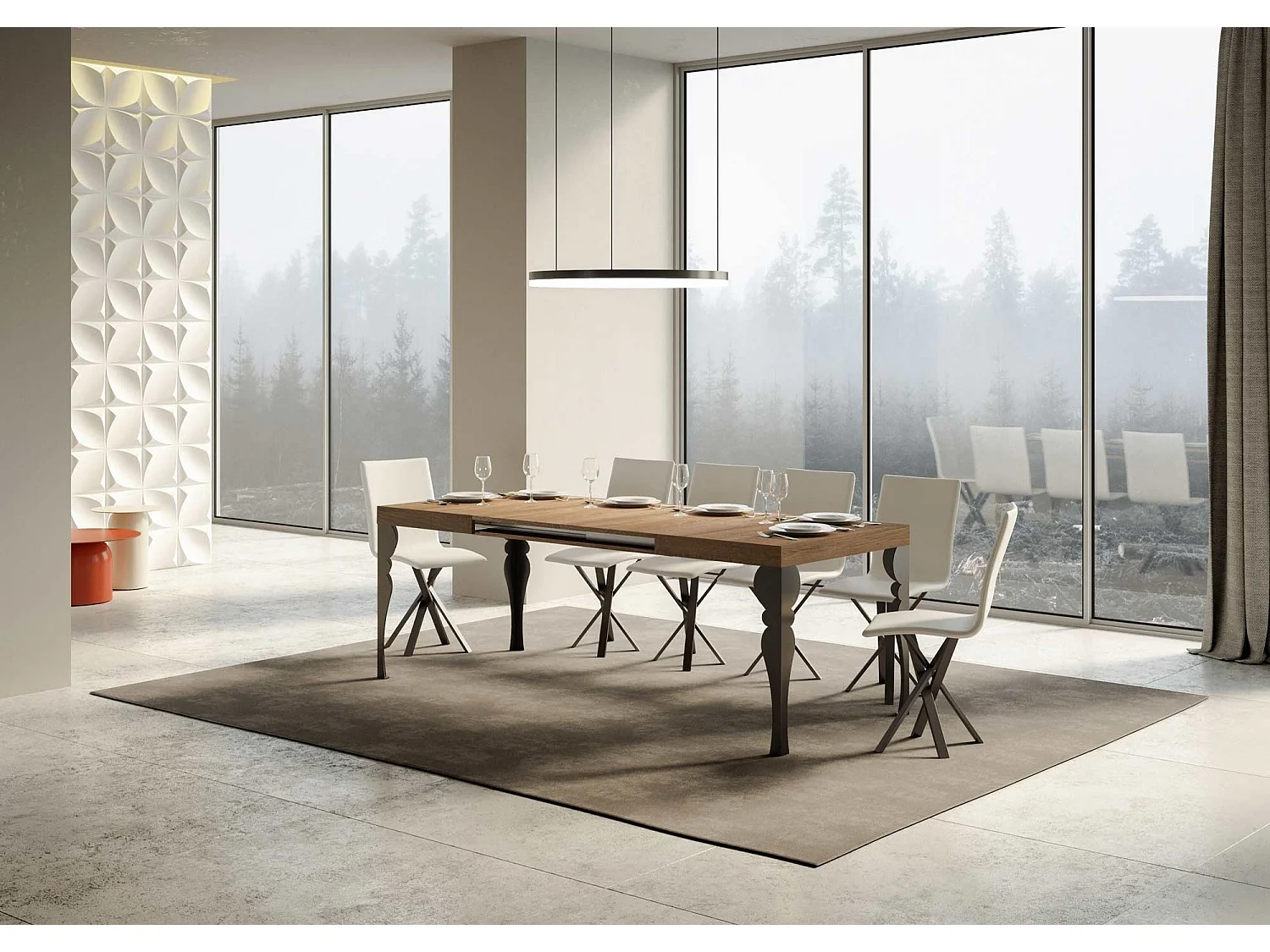 Table extensible 180/440x90 cm Paxon chêne nature pieds anthracite