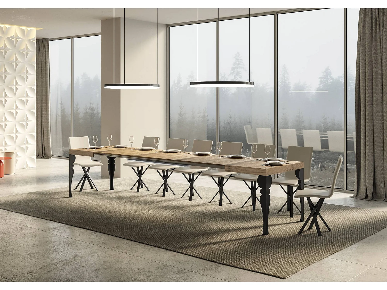 Ausziehtisch 180/440x90 cm Paxon Eiche Natur Tischbeine Anthrazit