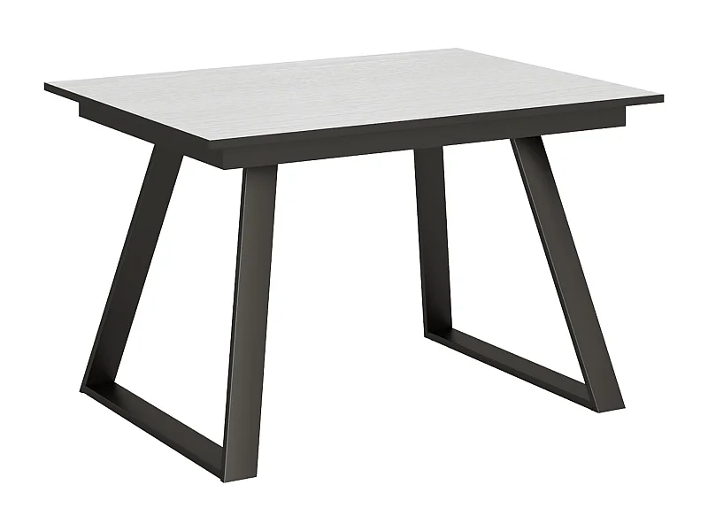 Table extensible 90x120/180 cm Bernadette Frêne Blanc cadre Anthracite