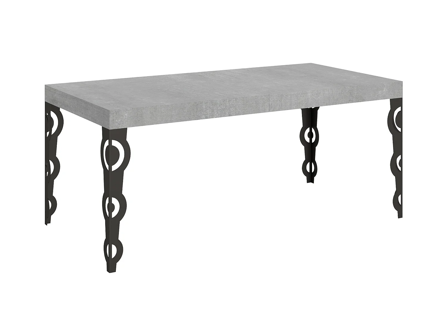 Table extensible 90x180/440 cm Karamay Gris Béton cadre Anthracite