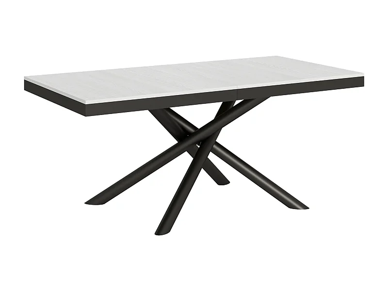 Table extensible 90x180/440 cm Famas Evolution Frêne Blanc cadre Anthracite