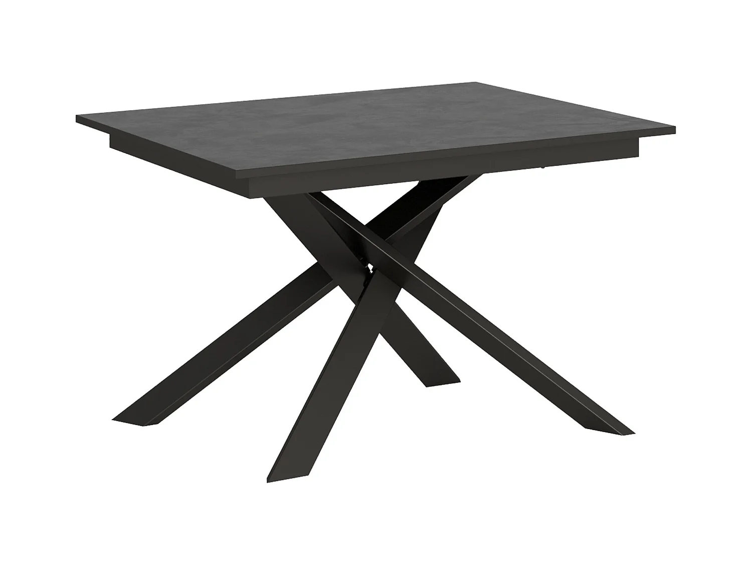 Table extensible 90x120/180 cm Ganty Anthracite Spatulé bande de chante Anthracite cadre Anthracite