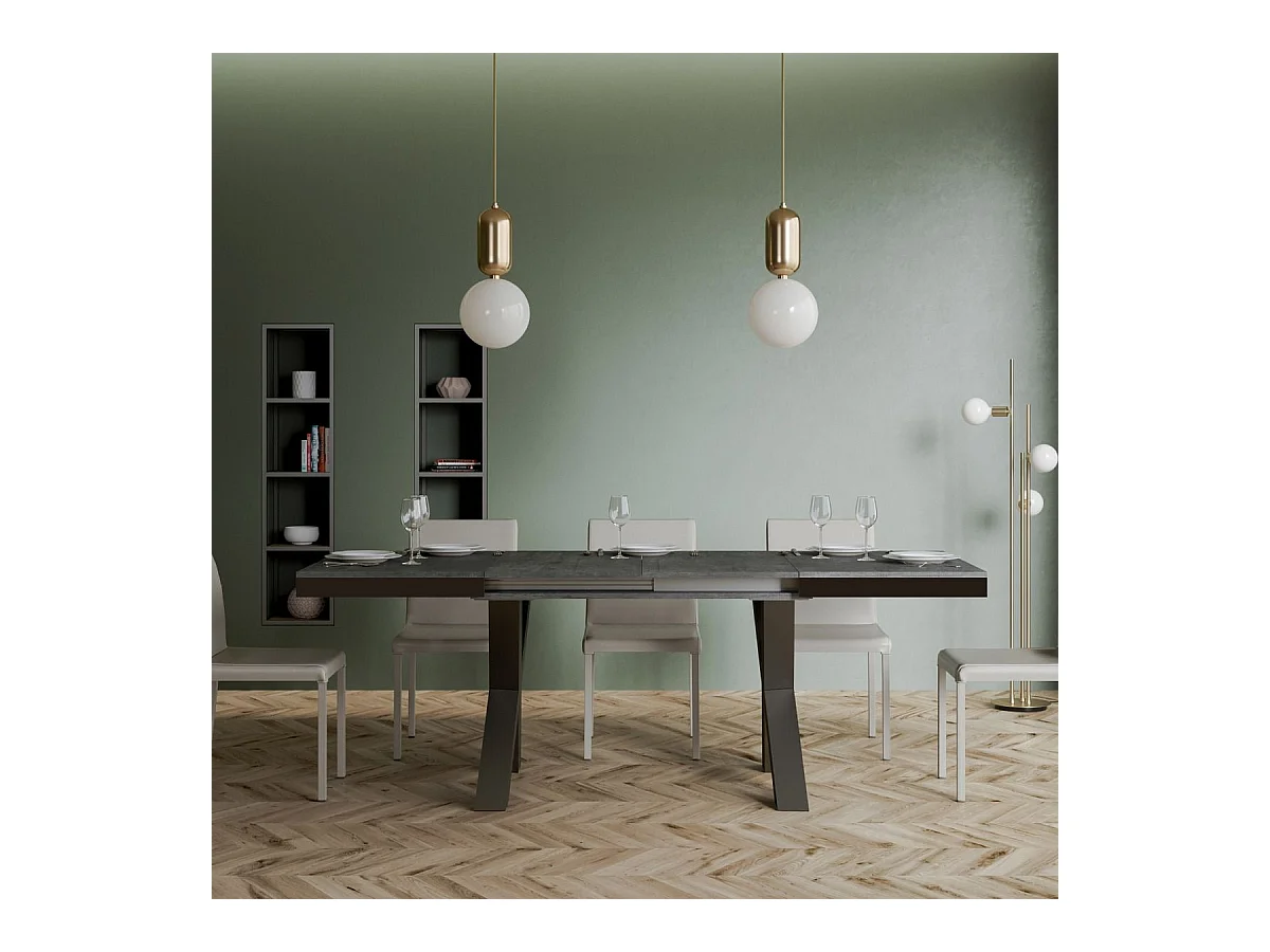 Mesa de jantar extensível 90x160/420 cm Traffic Evolution Cimento quadro Antracite