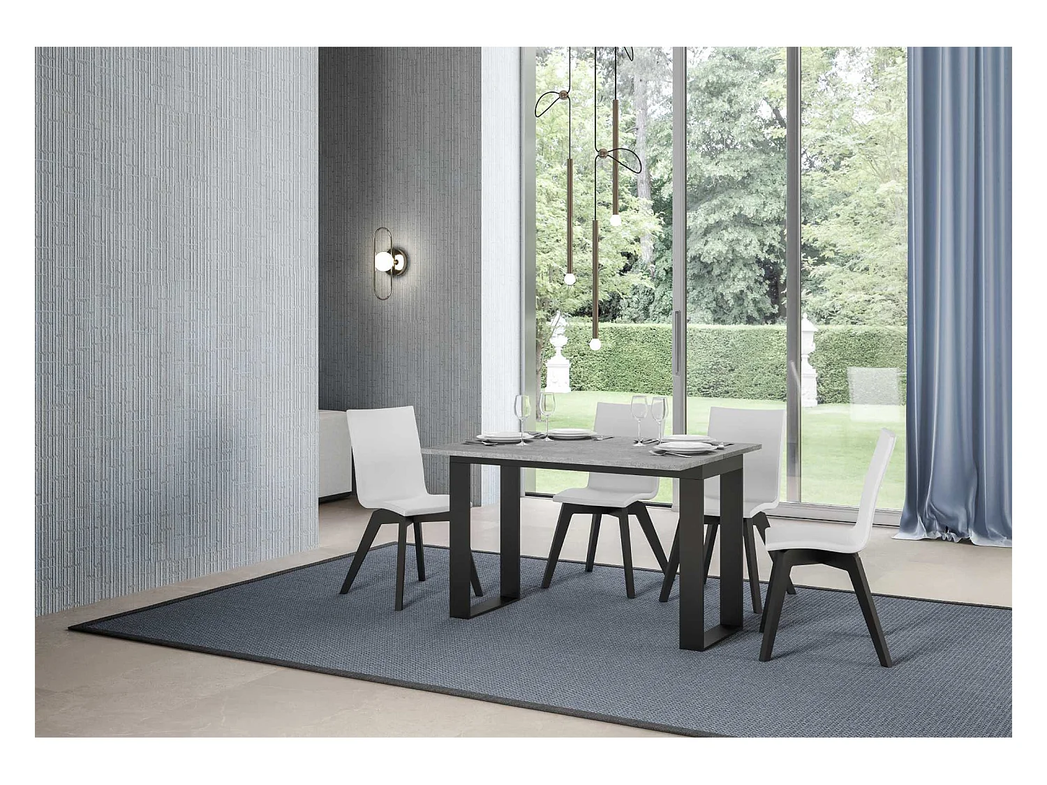 Uitklapbare tafel 120x45/90 cm Tecno Double cement frame antraciet