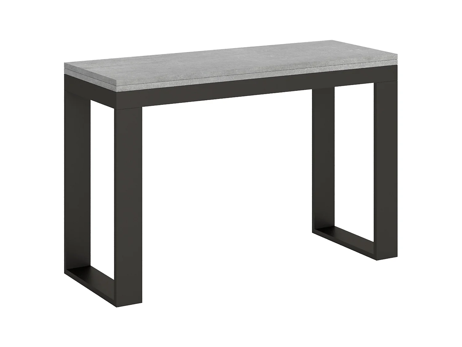 Table extensible portefeuille 120x45/90 cm Tecno Double Gris Béton cadre Anthracite