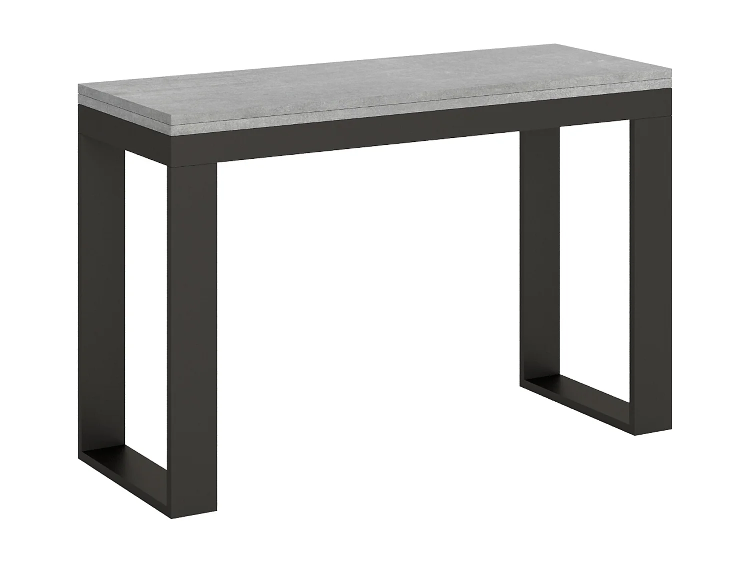 Table extensible portefeuille 120x45/90 cm Tecno Double Gris Béton cadre Anthracite