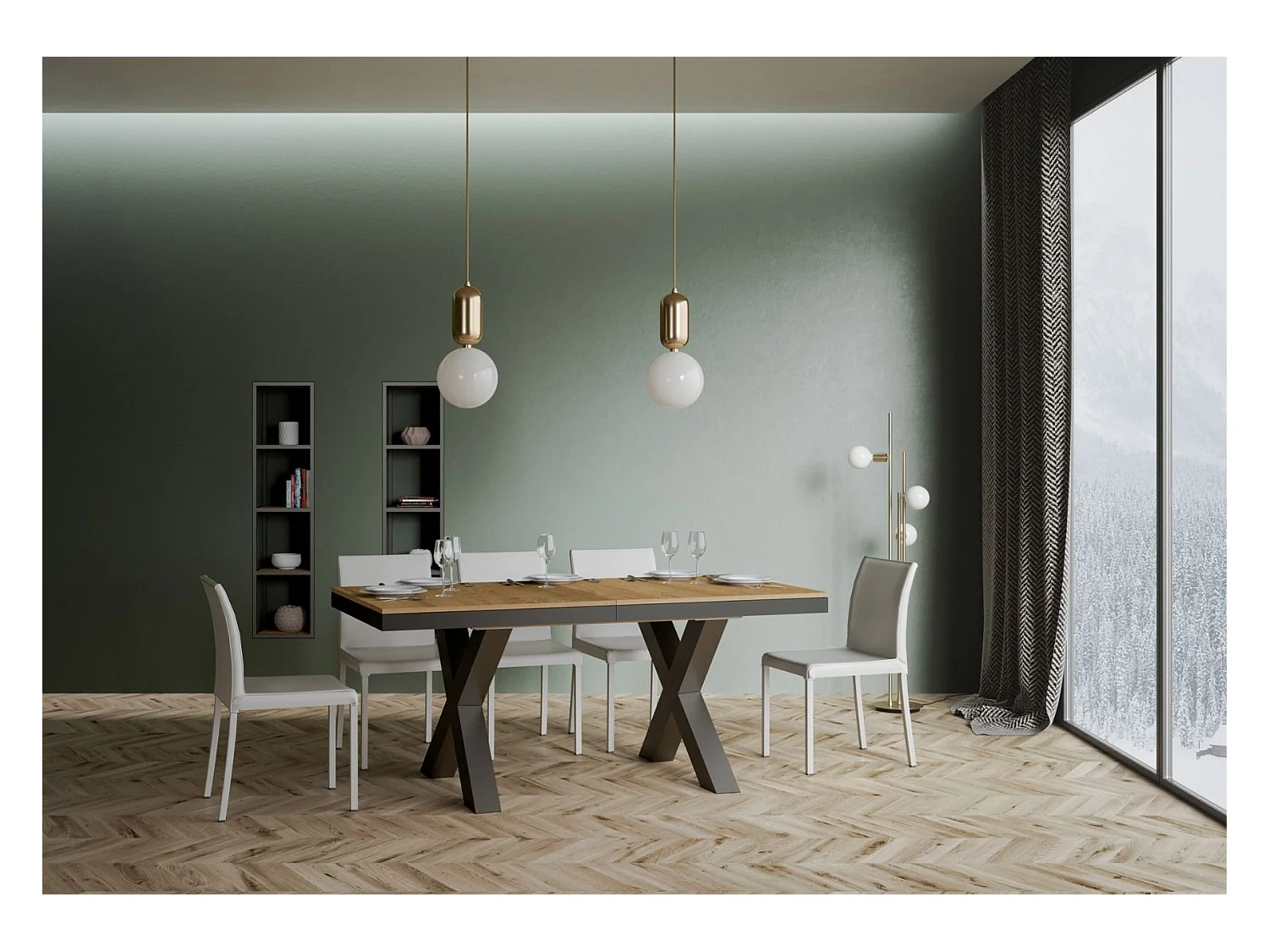 Uitschuifbare tafel 90x180/284 cm Traffic Evolution natuur eiken frame antraciet