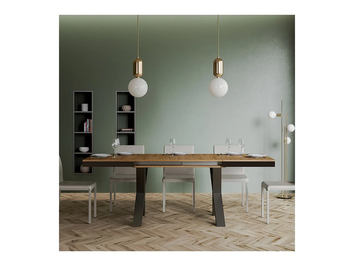 Mesa extensible 90x180/284 cm Traffic Evolution Roble Natural estructura Antracita