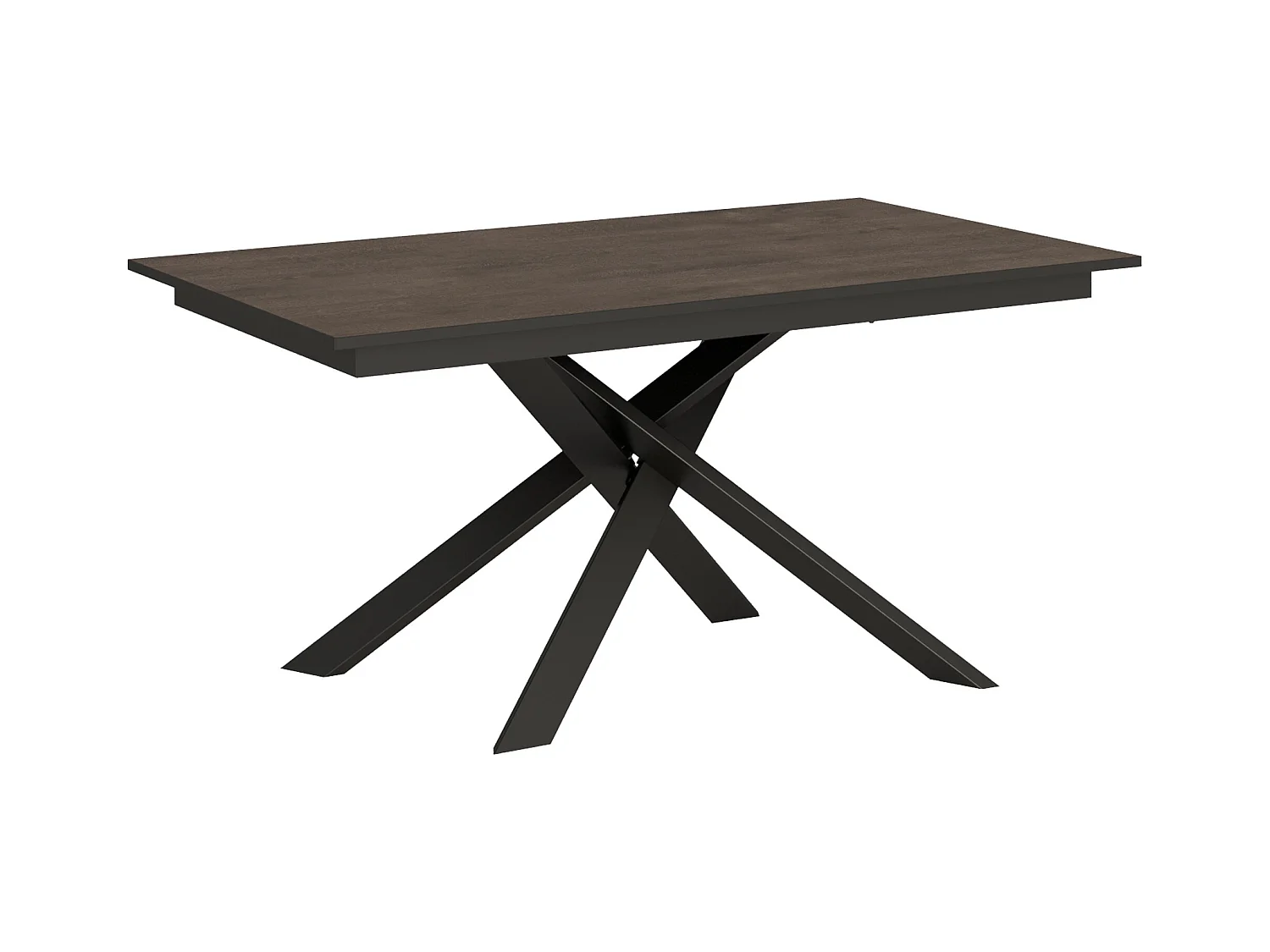 Table extensible 90x160/220 cm Ganty Noyer bande de chante Anthracite cadre Anthracite