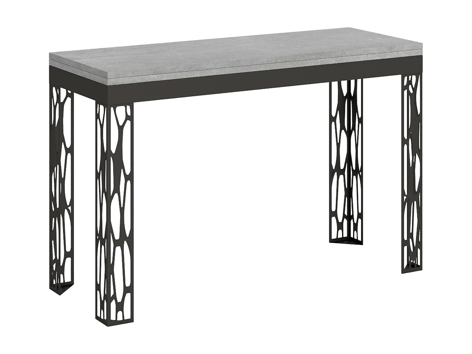 Table extensible portefeuille 120x45/90 cm Ghibli Double Gris Béton cadre Anthracite