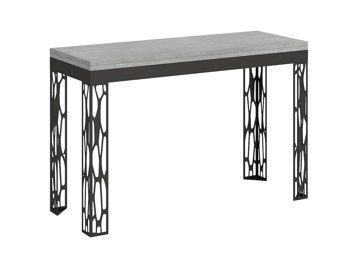 Table extensible portefeuille 120x45/90 cm Ghibli Double Gris Béton cadre Anthracite