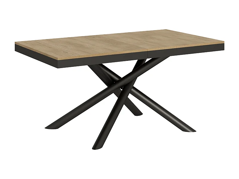 Table extensible 90x160/420 cm Famas Evolution Chêne Nature cadre Anthracite
