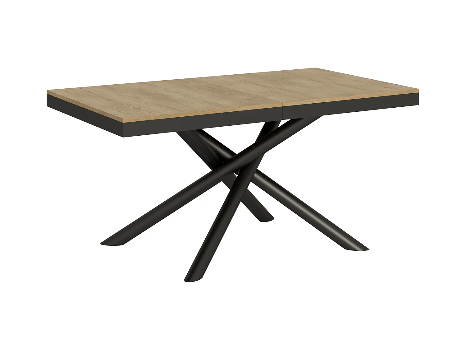 Table extensible 90x160/420 cm Famas Evolution Chêne Nature cadre Anthracite