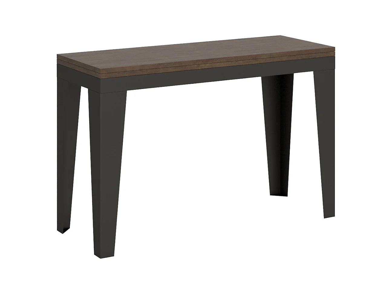 Table extensible portefeuille 120/200x45/90 cm Flame Double Noyer cadre Anthracite