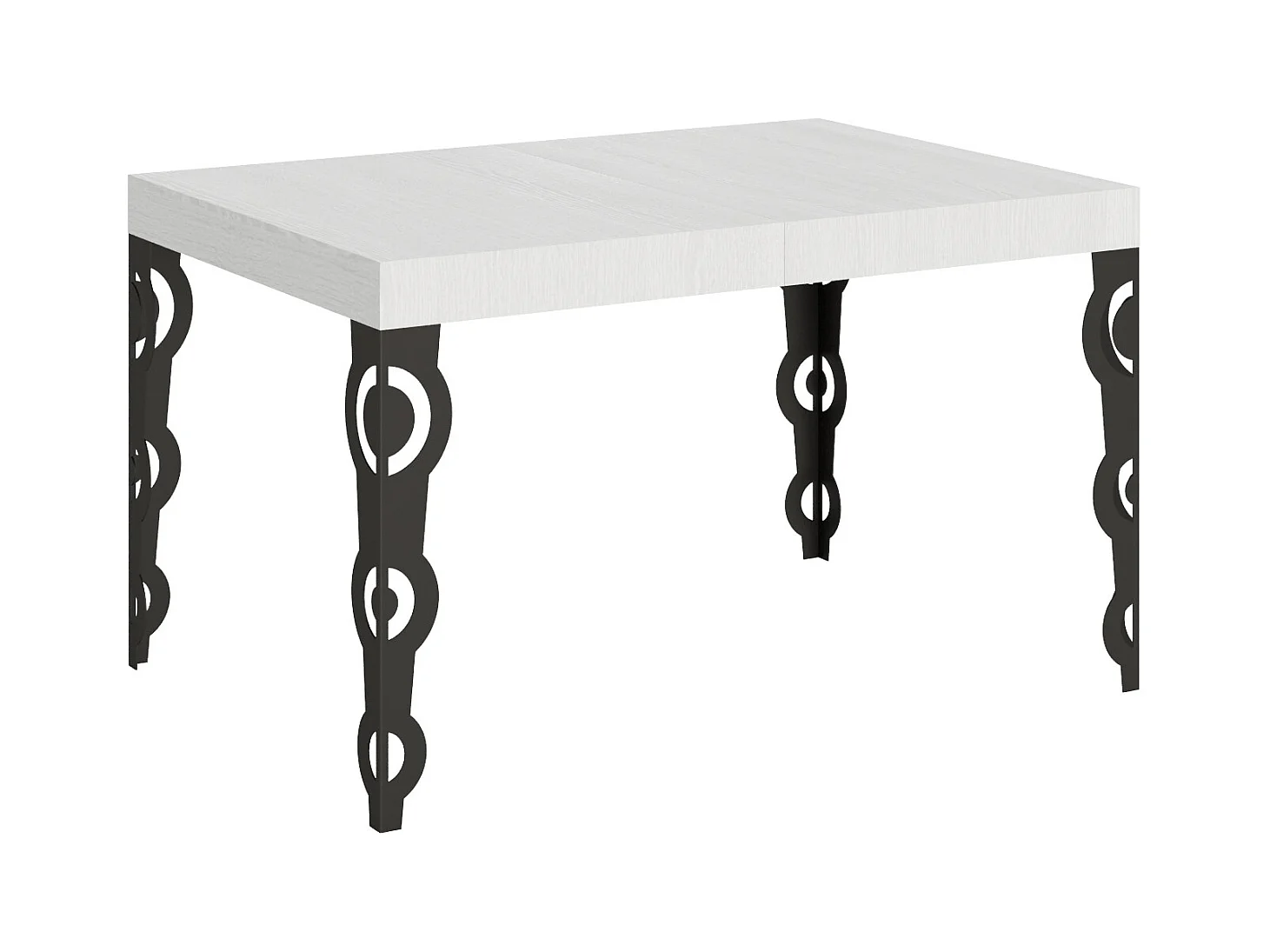 Table extensible 90x130/390 cm Karamay Frêne Blanc cadre Anthracite