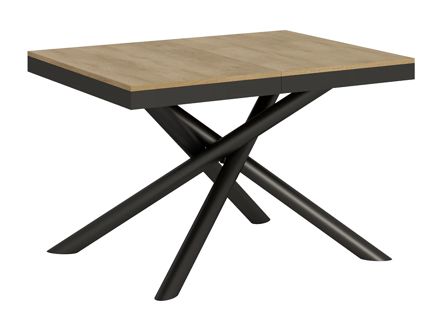 Table extensible 90x120/224 cm Famas Evolution Chêne Nature cadre Anthracite