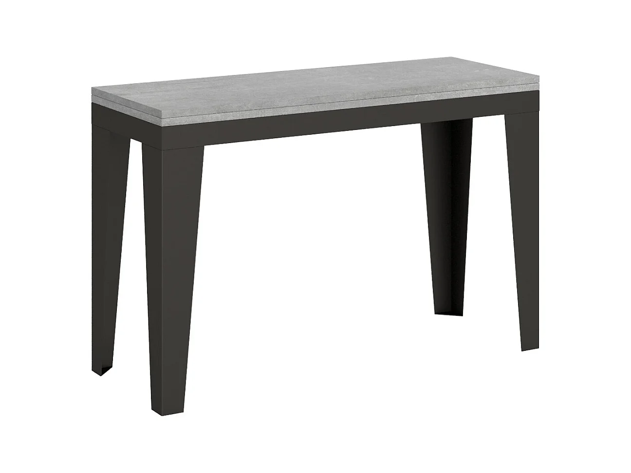 Table extensible portefeuille 120/200x45/90 cm Flame Double Gris Béton cadre Anthracite