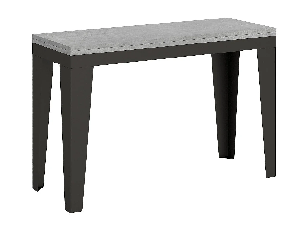 Table extensible portefeuille 120/200x45/90 cm Flame Double Gris Béton cadre Anthracite