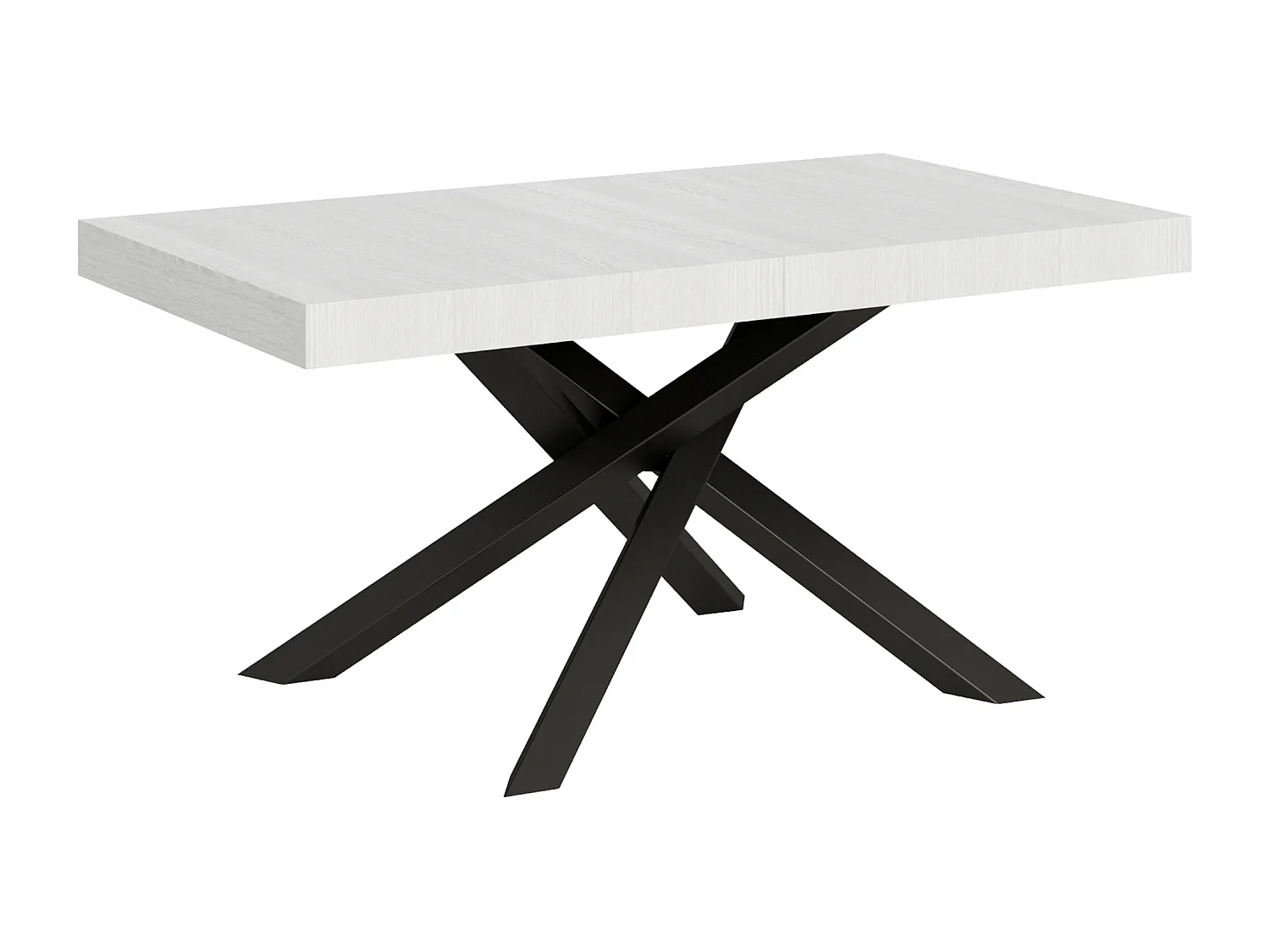 Table extensible 160/420x90 cm Volantis frêne blanc pieds anthracite