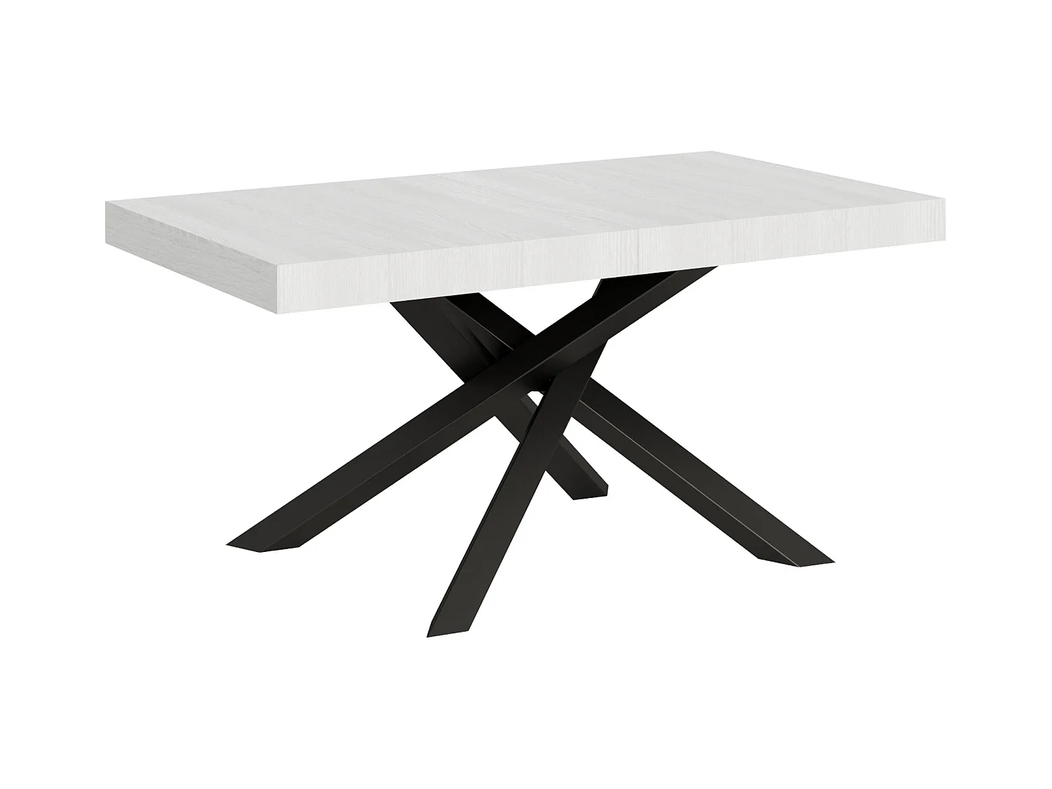 Table extensible 90x160/420 cm Volantis Frêne Blanc cadre Anthracite