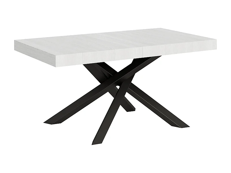 Table extensible 160/420x90 cm Volantis frêne blanc pieds anthracite