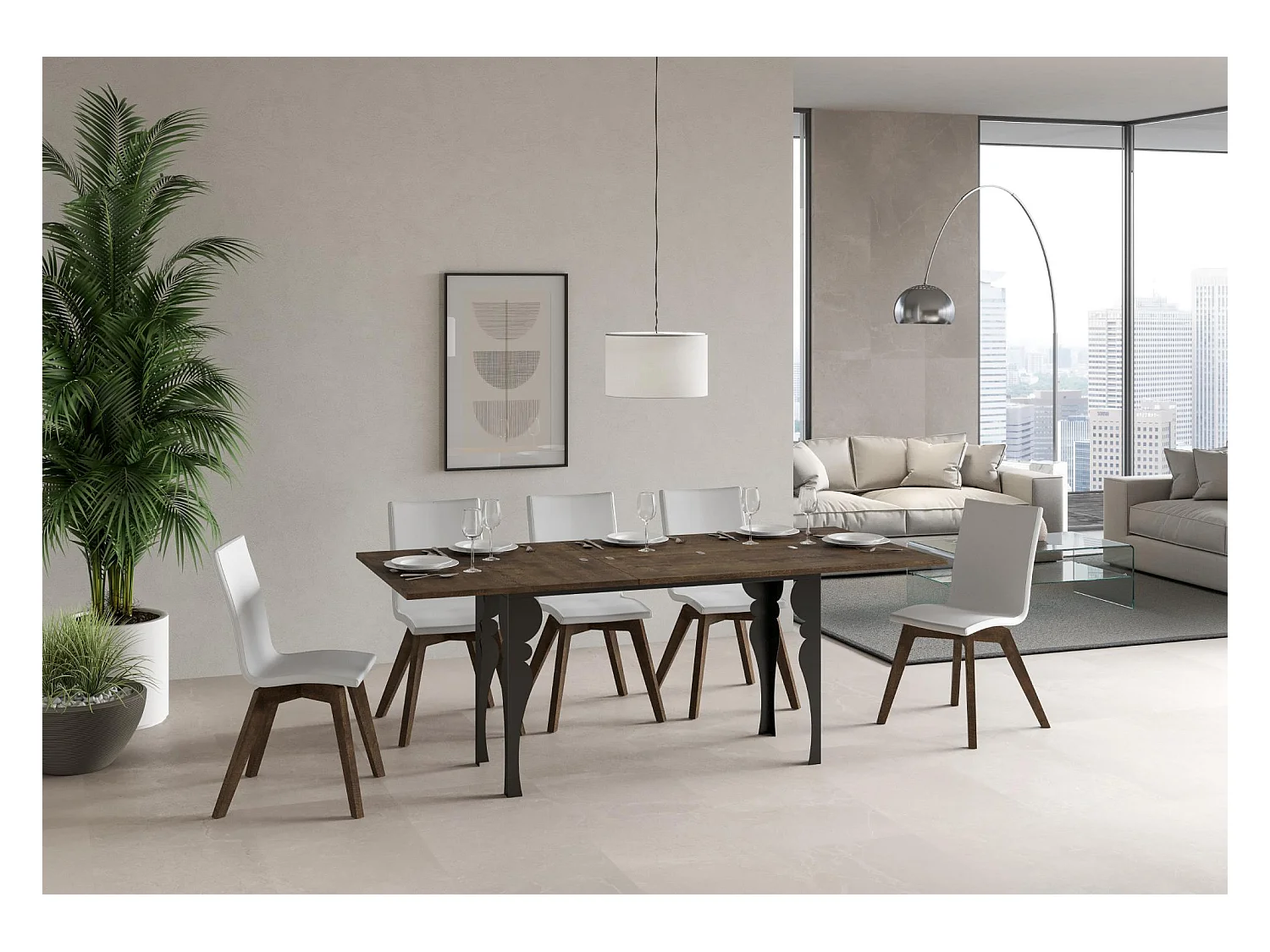 Table extensible portefeuille 120/200x45/90 cm Paxon Double Noyer cadre Anthracite