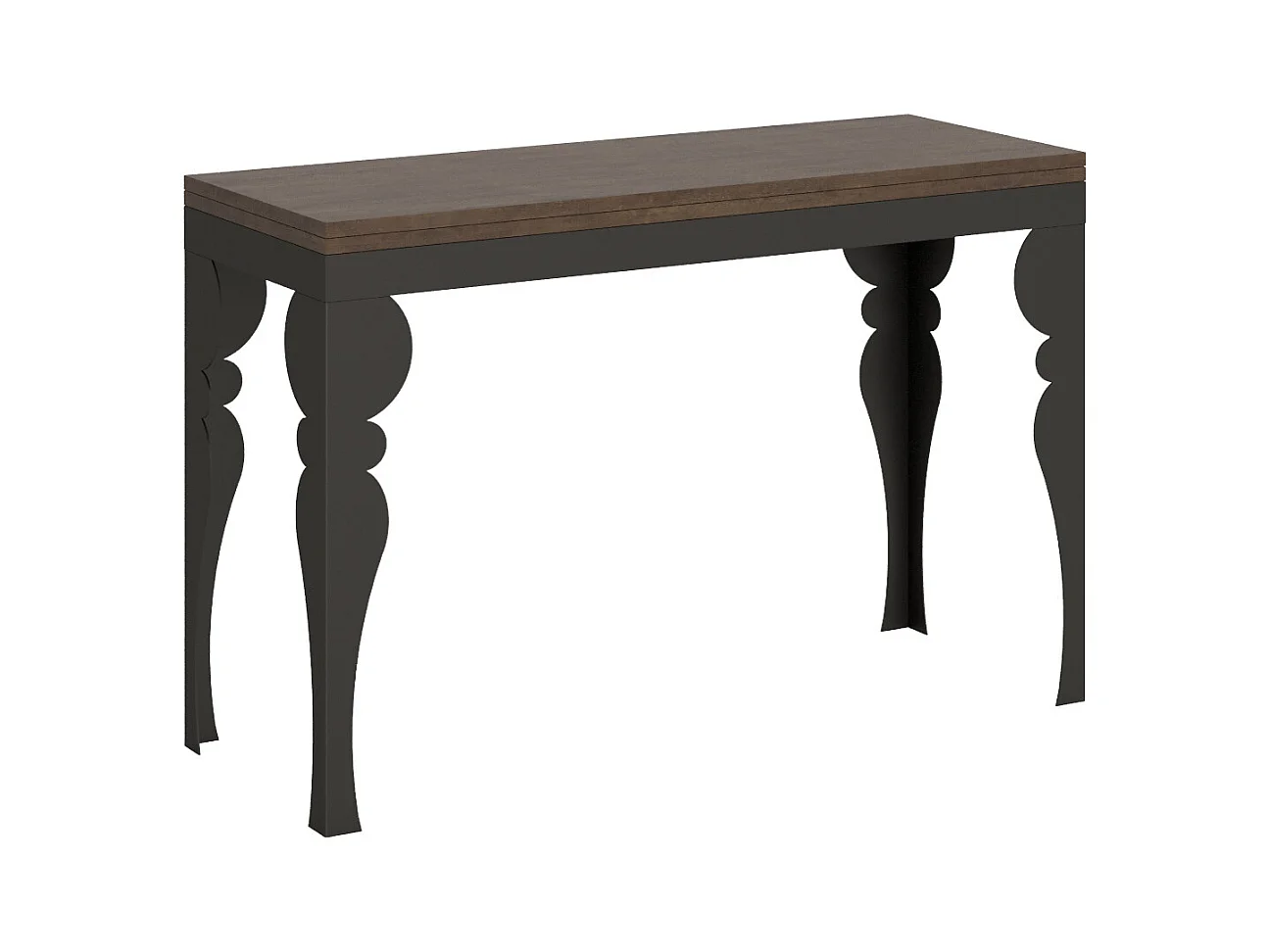 Table extensible portefeuille 120/200x45/90 cm Paxon Double Noyer cadre Anthracite