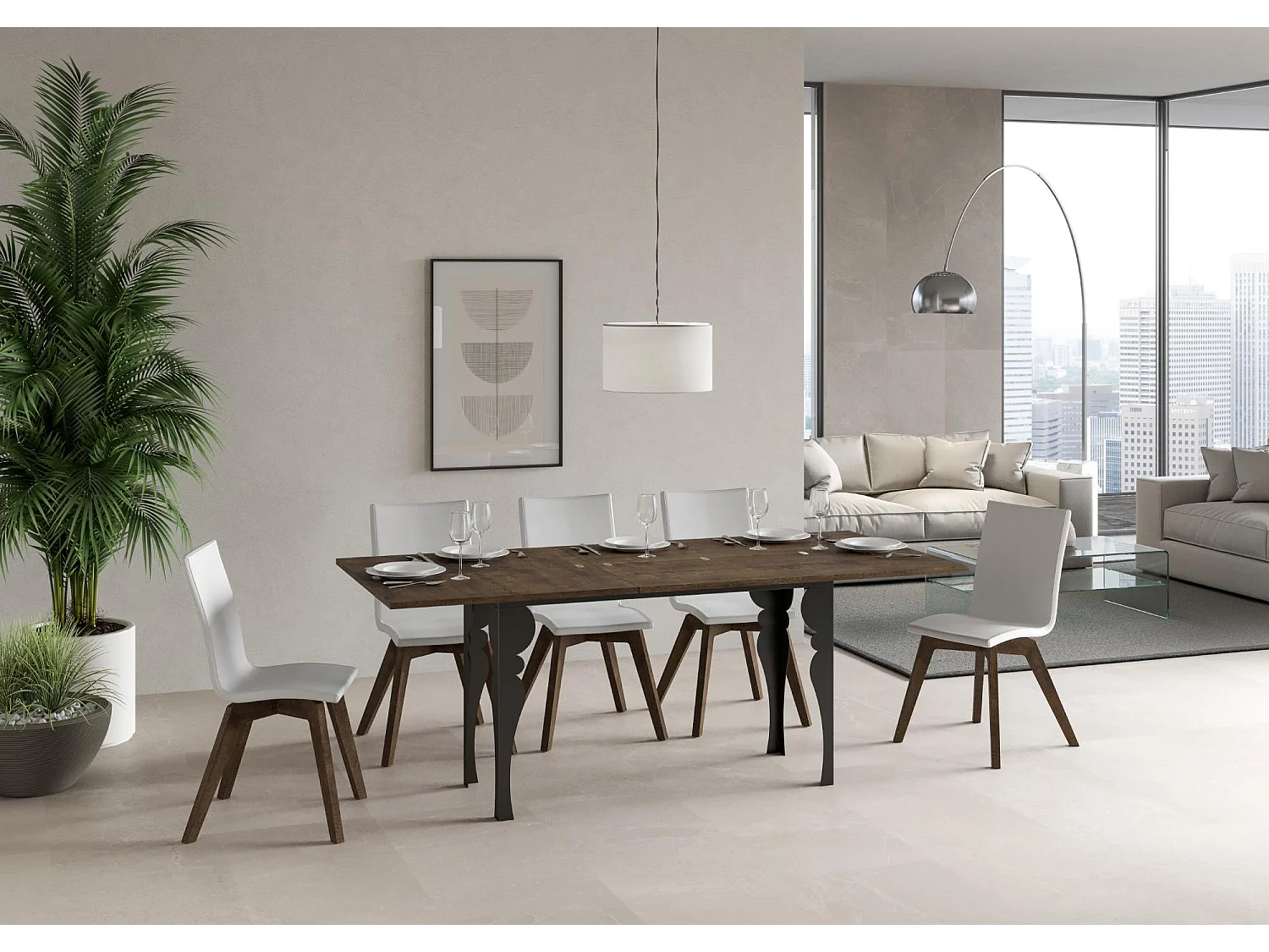 Table extensible portefeuille 120/200x45/90 cm Paxon Double Noyer cadre Anthracite