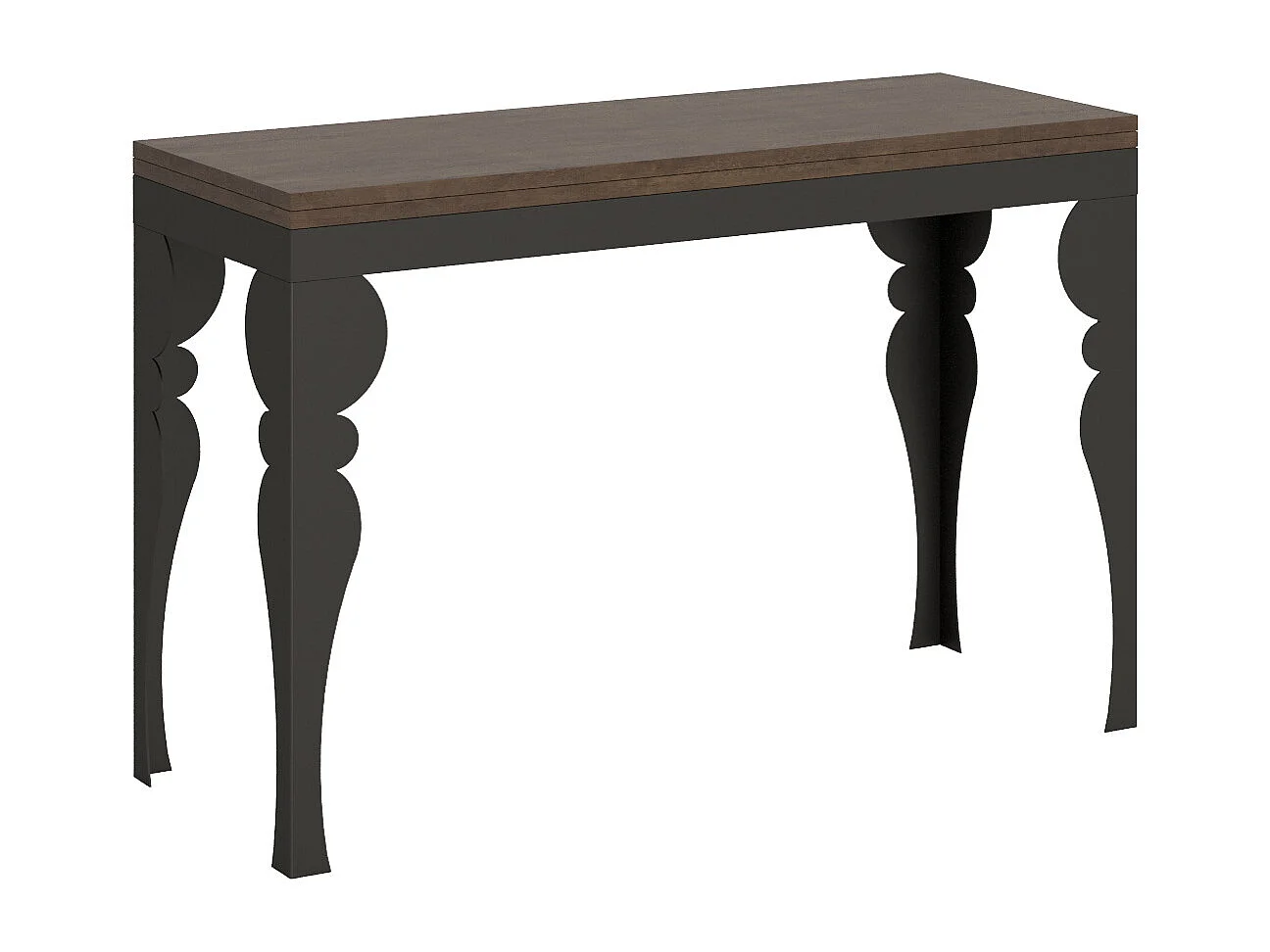 Table extensible portefeuille 120/200x45/90 cm Paxon Double Noyer cadre Anthracite