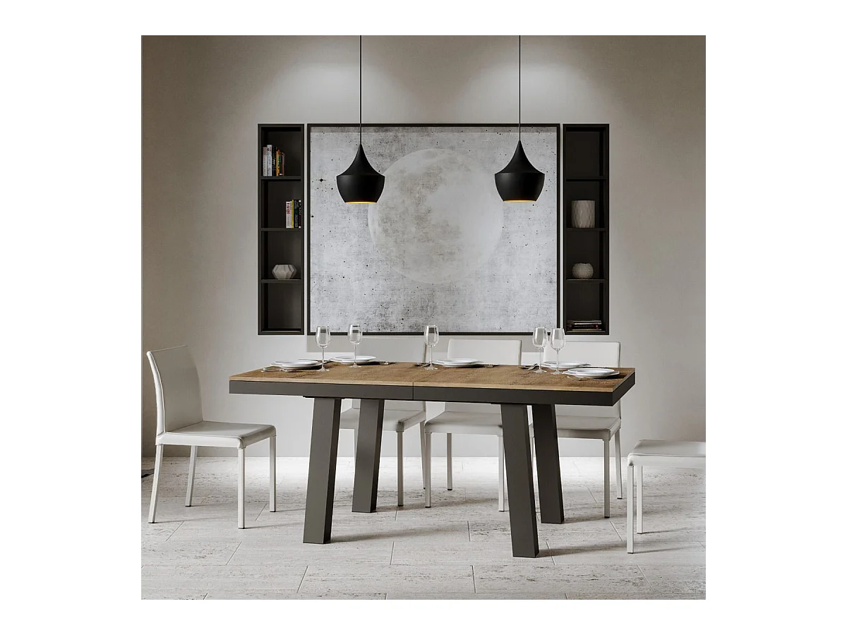 Uitschuifbare tafel 90x180/284 cm Bridge Evolution walnoot frame antraciet