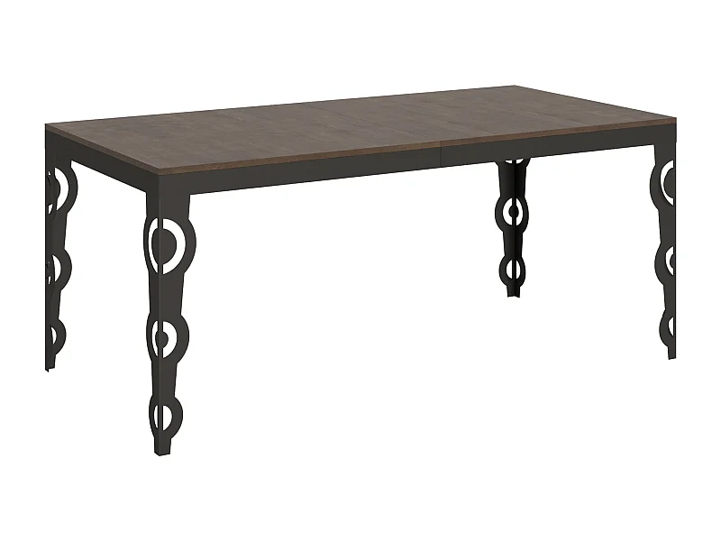 Uitschuifbare tafel 180/284x90 cm Karamay Evolution walnoot met antraciet frame en poten