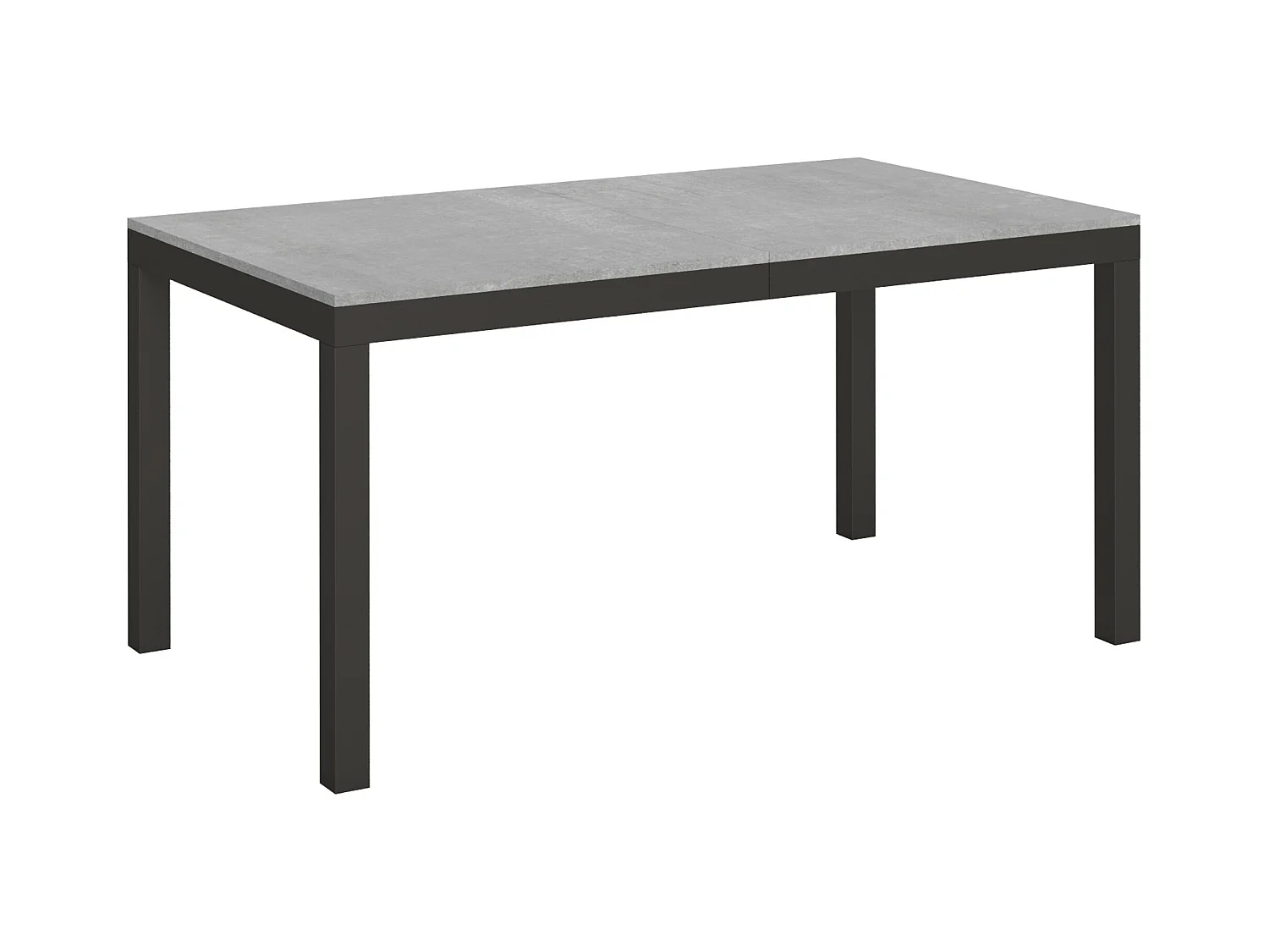 Mesa de comedor extensible Karry evolución-Color Gris cemento-Soporte 2 pies-Ancho extensible