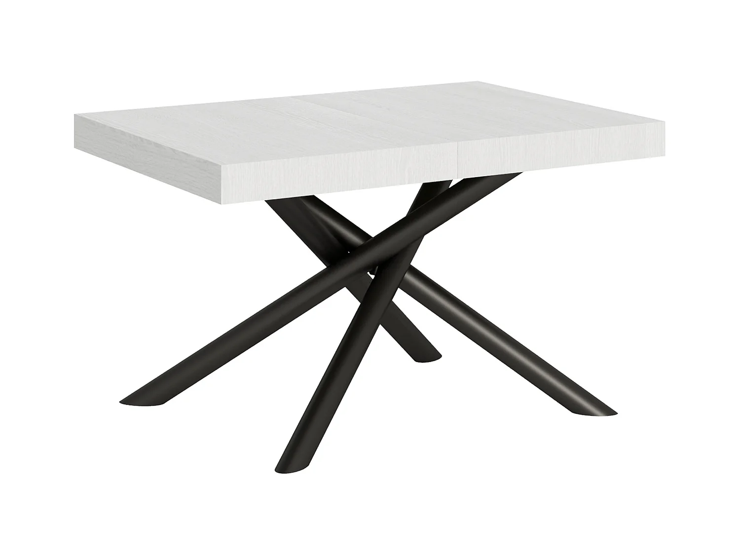 Ausziehtisch 90x130/234 cm Famas Esche weiß mit Eisenrahmen aus Anthrazit