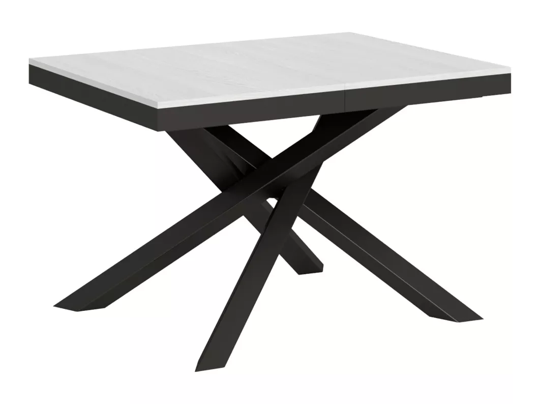 Kauf Unique Ausziehtisch 90x120/224 cm Volantis Evolution Esche weiß mit Eisenrahmen aus Anthrazit