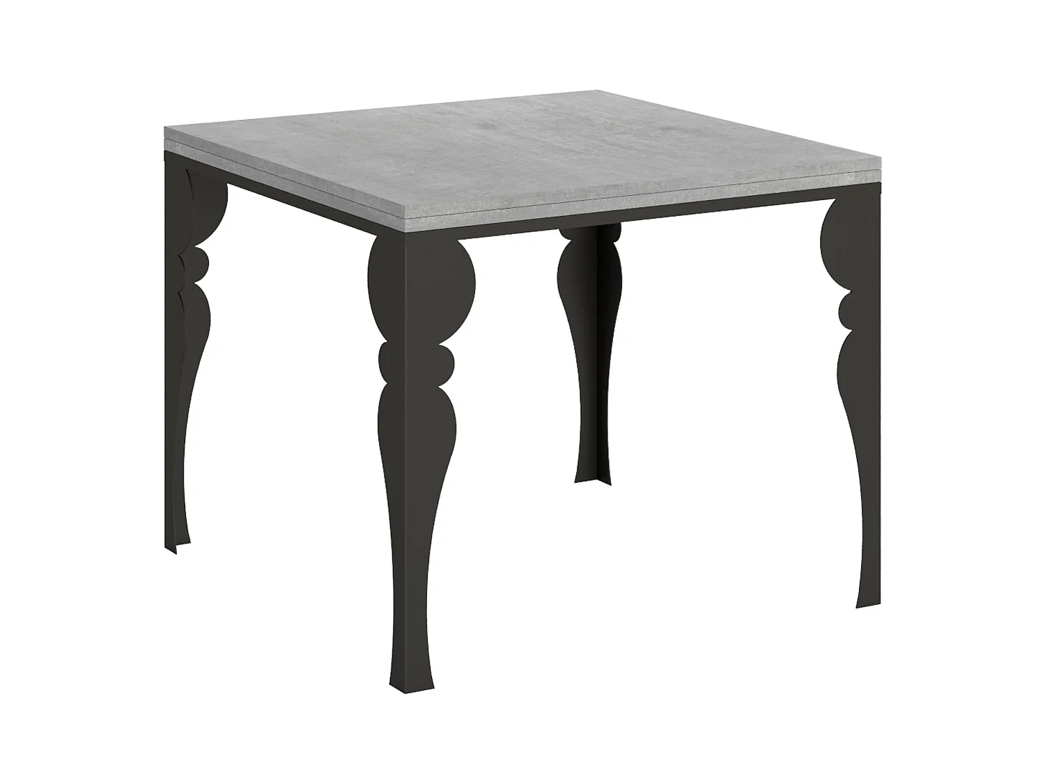 Table extensible portefeuille 90x90/180 cm Paxon Libra Gris Béton cadre Anthracite