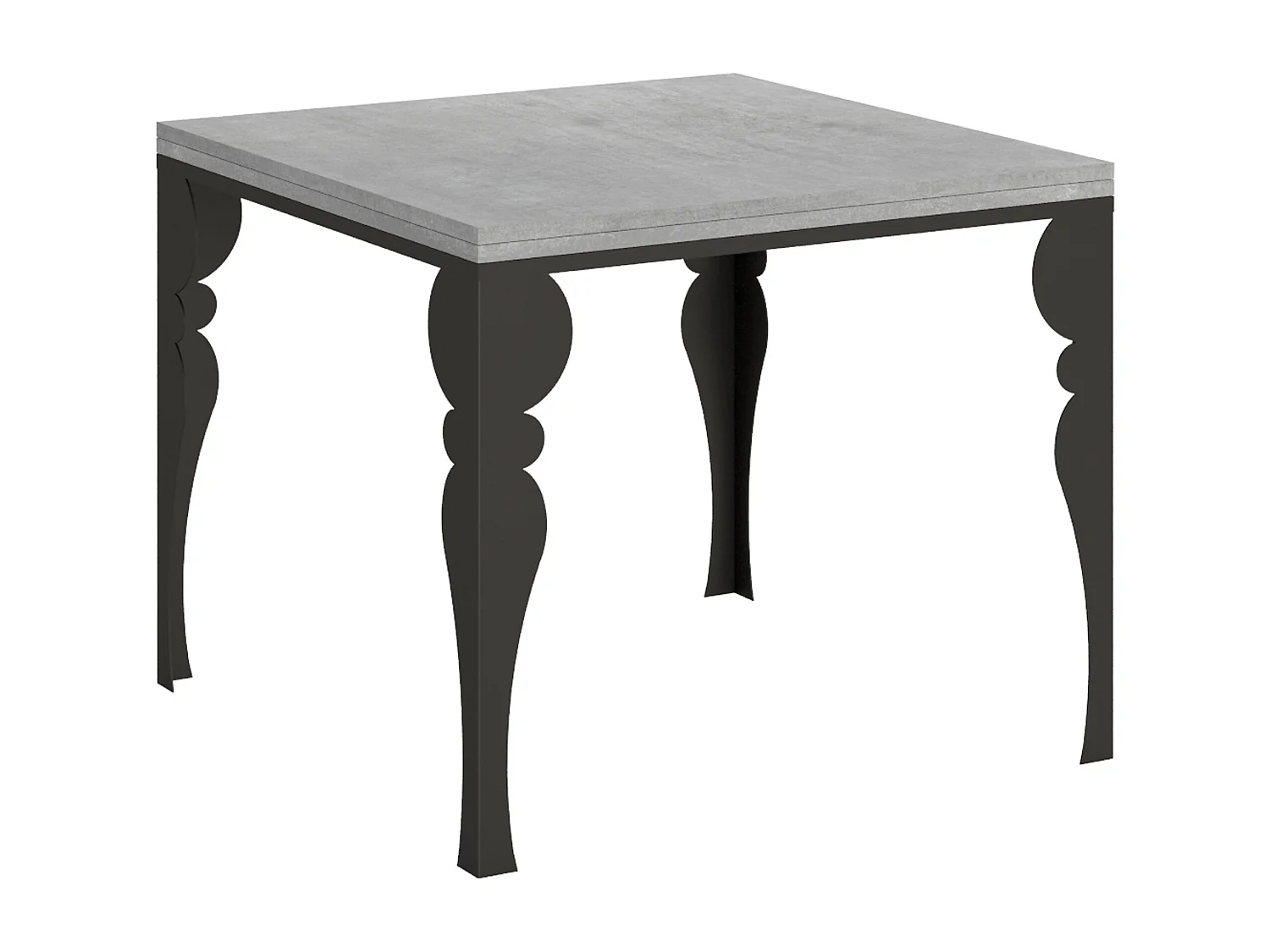 Ausziehtisch 90x90/180 cm Paxon Libra Zement mit Eisenrahmen aus Anthrazit