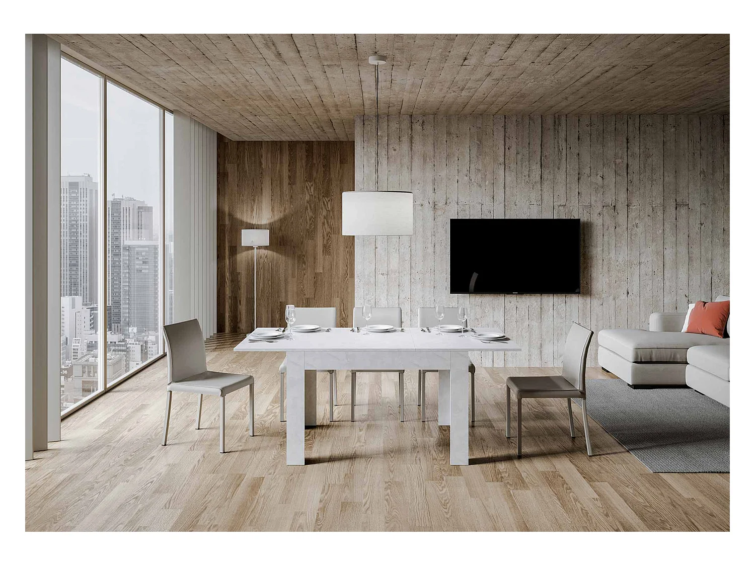 Table extensible 90x120/180 cm Bibi Blanc Spatulé