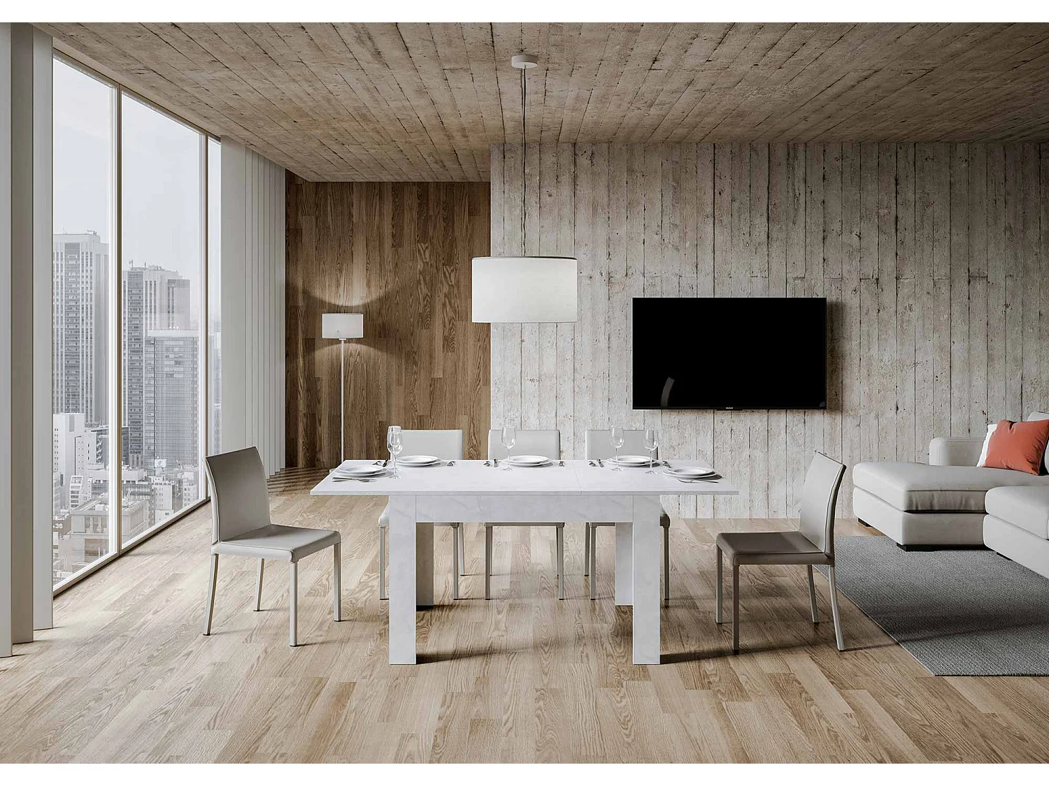 Table extensible 90x120/180 cm Bibi Blanc Spatulé