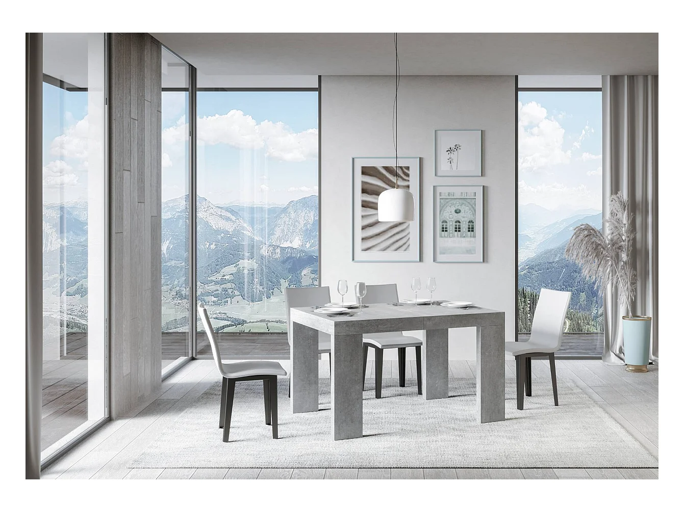 Table extensible 90x130/390 cm Roxell Gris Béton