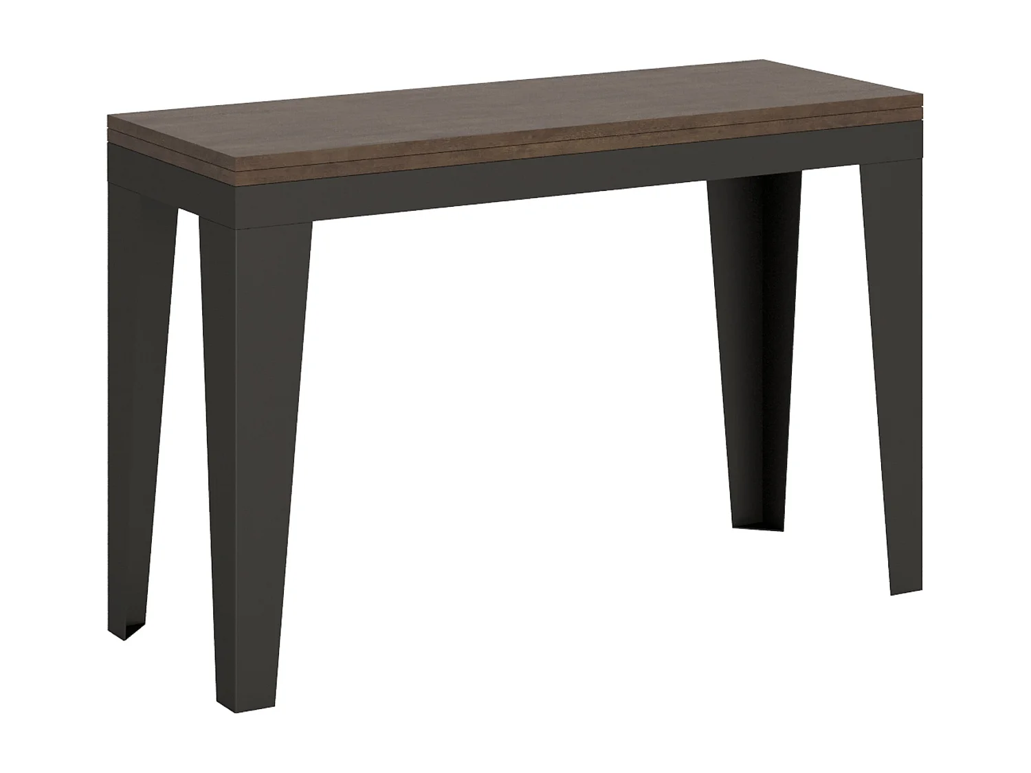 Table extensible portefeuille 120x45/90 cm Flame Double noyer cadre anthracite
