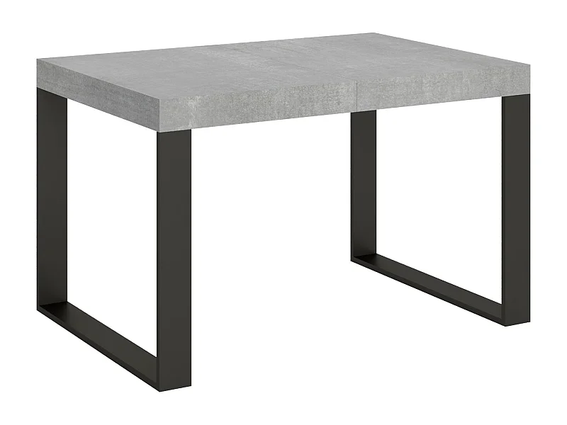 Table extensible 130/234x90 cm Tecno gris béton pieds anthracite