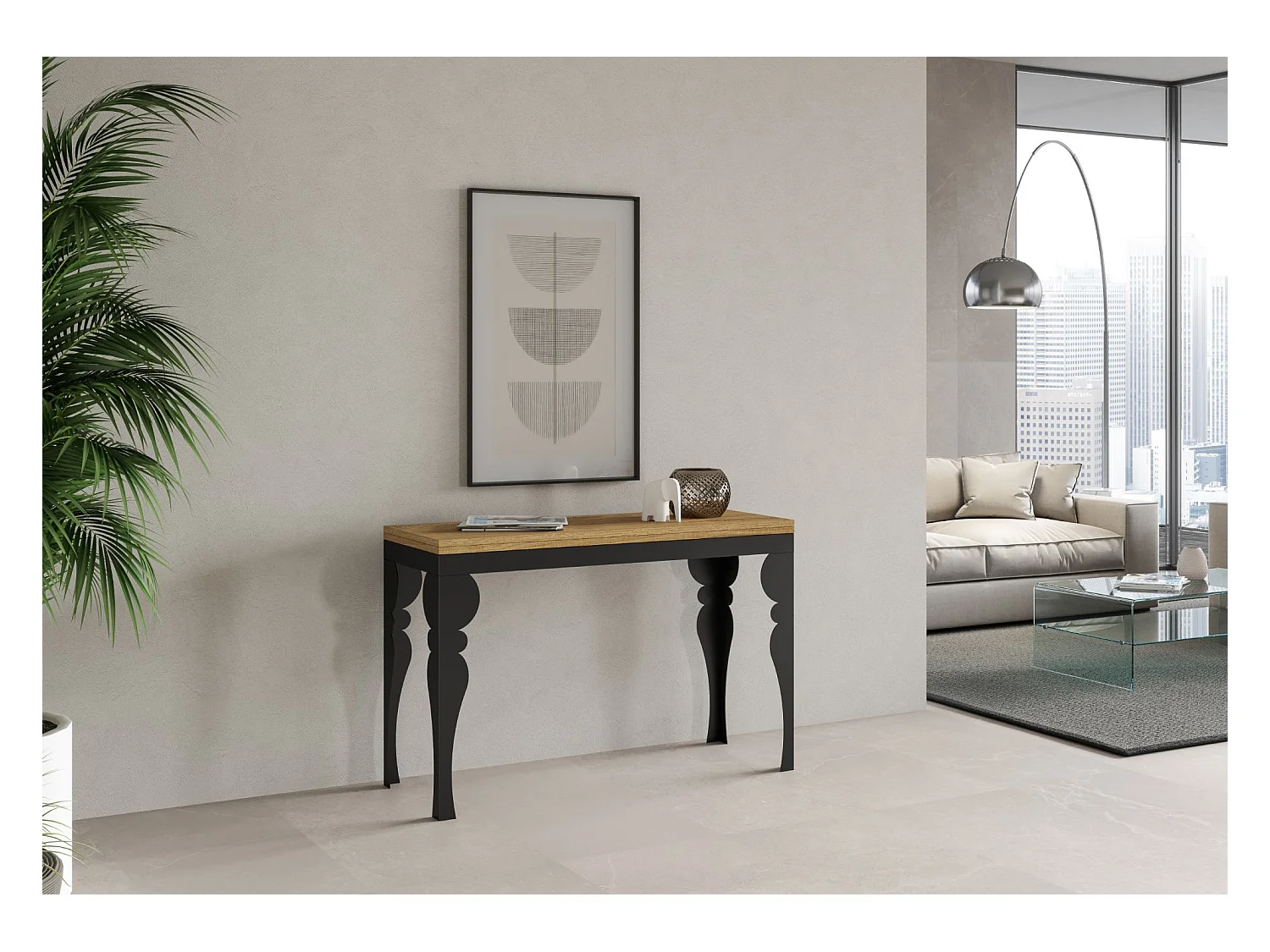 Mesa tipo libro 120x45/90 cm Paxon Double Roble Natural estructura Antracita