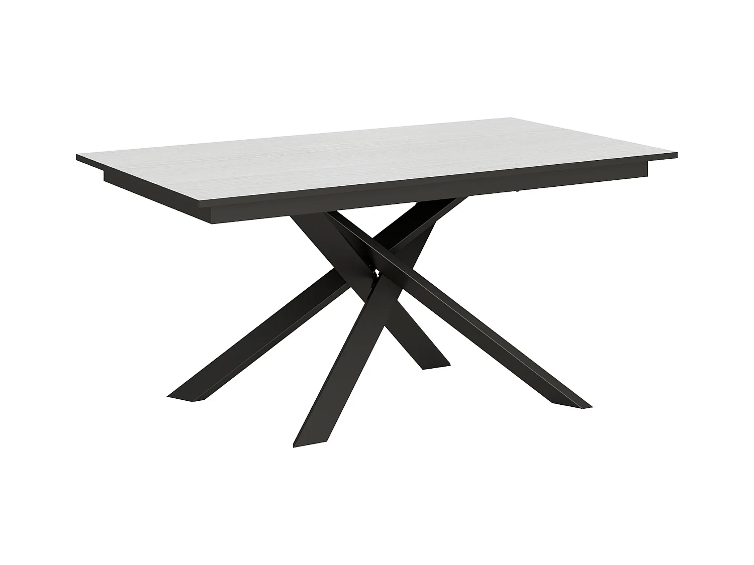 Table extensible 90x160/220 cm Ganty Frêne Blanc bande de chante Anthracite cadre Anthracite