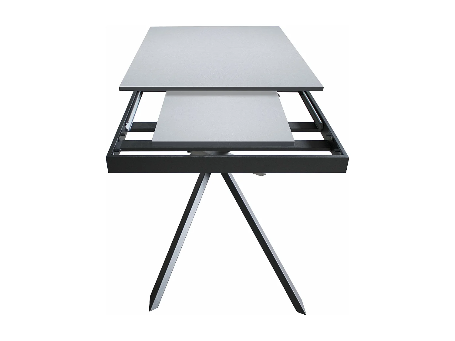 Ausziehbarer Tisch 90x160/220 cm Ganty Esche weiß - Kante Anthrazit Gestell Anthrazit