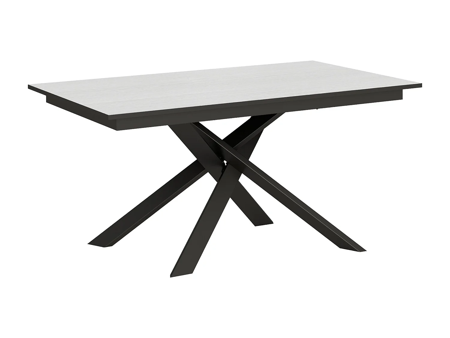 Table extensible 90x160/220 cm Ganty Frêne Blanc bande de chante Anthracite cadre Anthracite